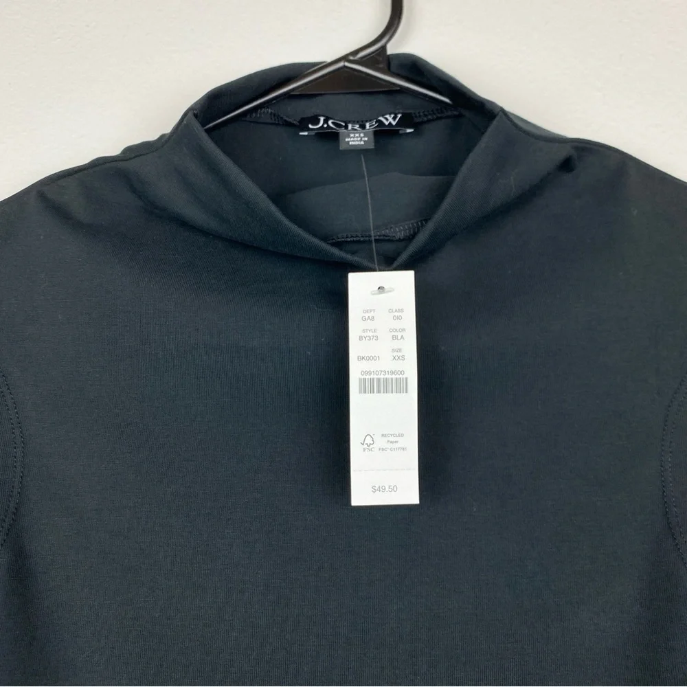 J. Crew Fitted Mockneck Tank Top in Stretch Cotton Blend Black Size XXS NWT